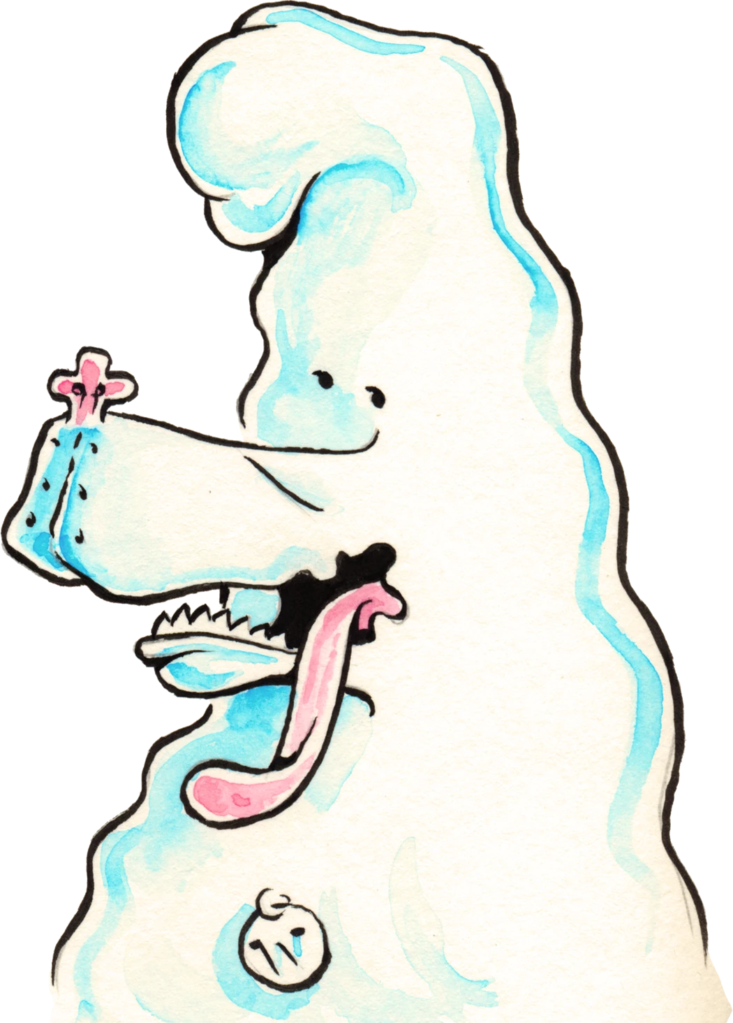 Waffles, with an enormous fluffy head and a very long tongue